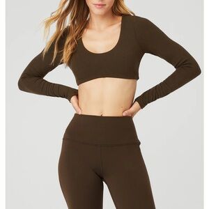 ALO YOGA Ribbed Defined Long Sleeve Bra Top